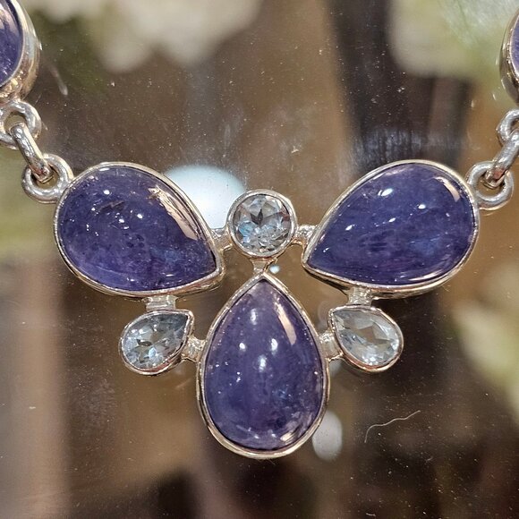 Tanzanite & Sky Blue Topaz , Sterling Silver necklace, Certificate of Authentic - Picture 5 of 9